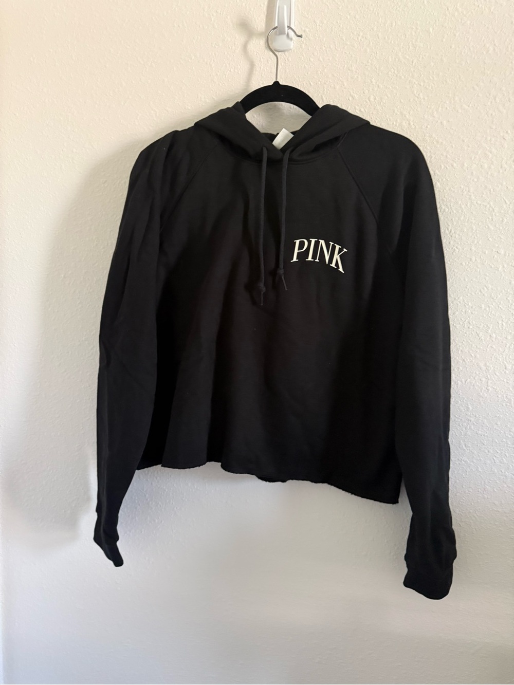 PINK Victoria's Secret Black Hoodie with White Chest Logo